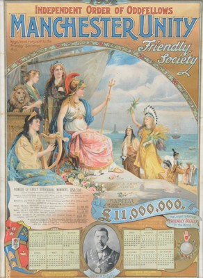 Lot 382 - Nelson Trafalgar print and an advertising calendar for the Order of Oddfellows