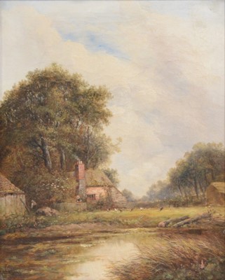 Lot 391 - Joseph Thors, Landscape with figures by a cottage