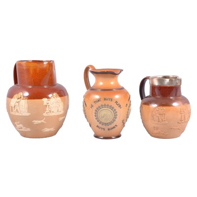 Lot 101 - Three Doulton Lambeth stoneware jugs