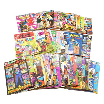 Lot 327 - Seventy comics, mostly DC, including Superman, Detective Comics, Jimmy Olsen and others
