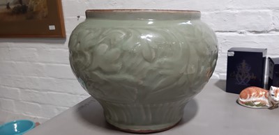 Lot 9 - A large possible Longquan celadon glaze jardiniere