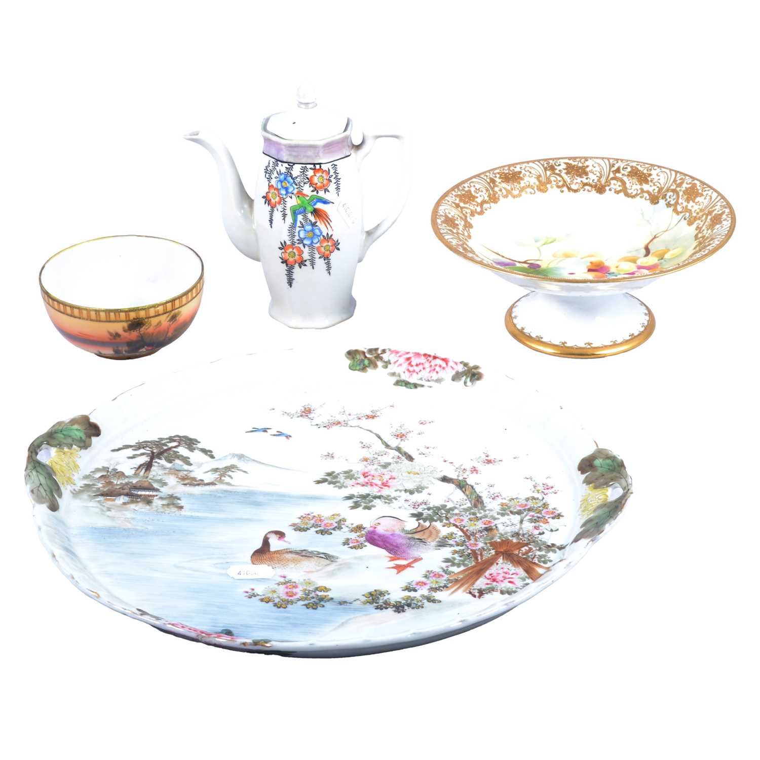 Lot 32 - Nippon porcelain comport, Japanese cabaret tray, etc.