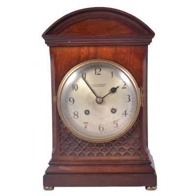 Lot 101 - Edwardian mahogany mantel clock, Finnigans Ltd, Manchester