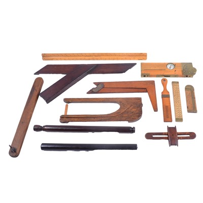Lot 116 - Collection of antique rules and drawing instruments