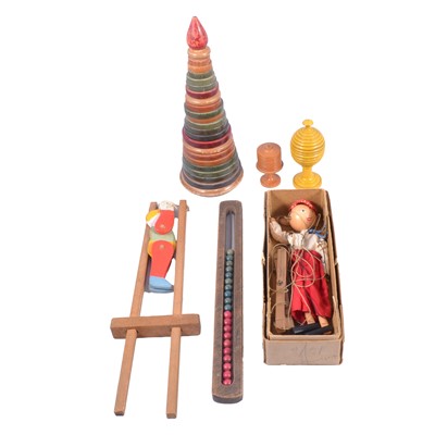 Lot 110 - Collection of vintage wooden childhood toys and games
