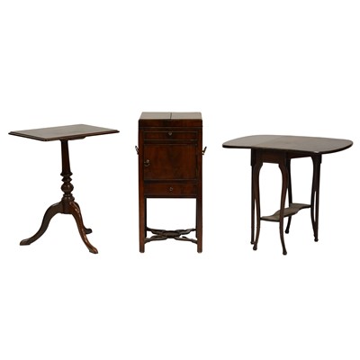 Lot 466 - Mahogany tripod table, converted washstand and a Sutherland table