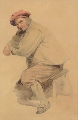 Lot 363 - E Duncan, The Cobbler, and Man in a Smock with red beret.