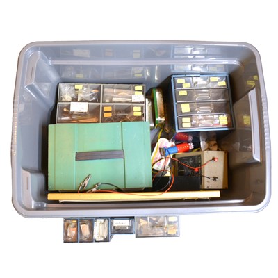 Lot 512 - A box of model railway parts and electronics