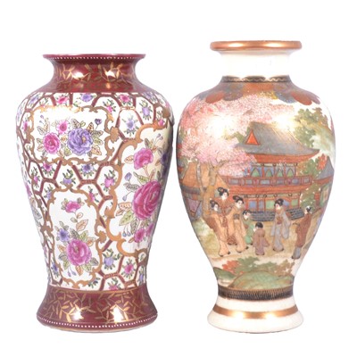 Lot 19 - Japanese pottery vase, and another decorative vase