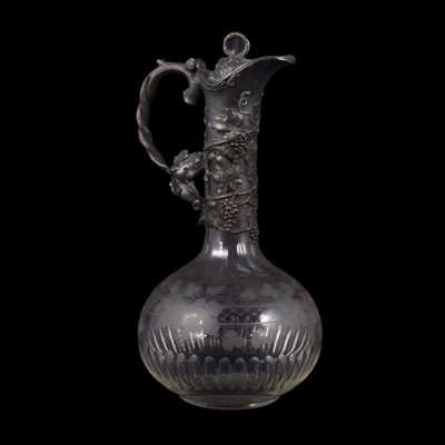 Lot 26 - Cut glass claret jug with pewter mount and a quantity of silver plated wares