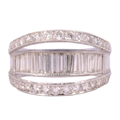 Lot 90 - A diamond double raised hoop ring.