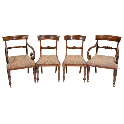 Lot 494 - Two Victorian mahogany elbow chairs and a pair of single chairs