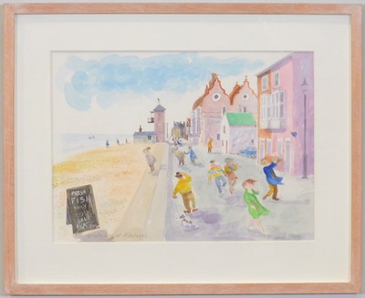 Lot 221 - Bernard Cheese, Windy day at Aldeburgh