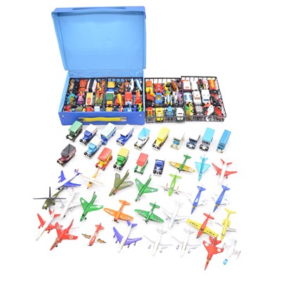 Lot 104 - Approximately one-hundred die-cast models, with Matchbox carry case