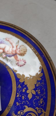 Lot 2 - Dresden style porcelain and gilt metal encrier/ inkwell