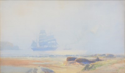 Lot 258 - Hubert Coop, Sailing ship in a cove