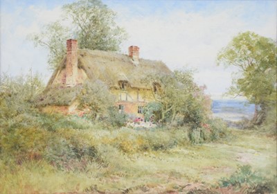 Lot 355 - Sylvester Stannard, Cart by a cottage; and a Thatched cottage, matched pair
