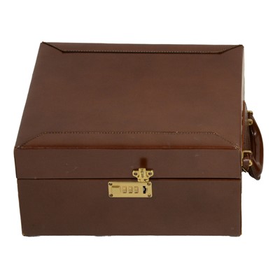 Lot 194 - Leather cased drinks travel bar, by Papworth Finest Leather Ltd
