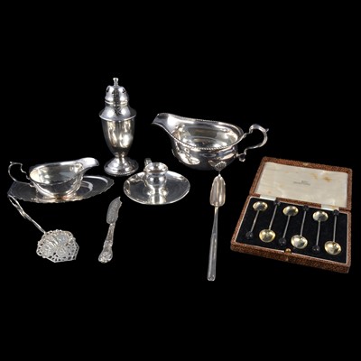 Lot 309 - Georgian silver marrow scoop, Thomas Northcote, London 1792, and other silver and plated wares.