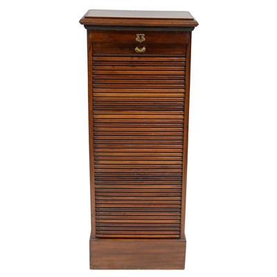 Lot 411 - Oak tambour front filing cabinet