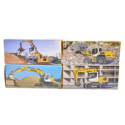 Lot 3 - Four Conrad Liebherr 1/50 scale die-cast construction vehicles, boxed