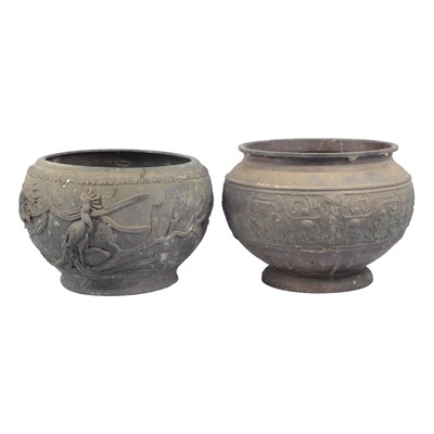 Lot 204 - Two Chinese bronze jardinieres