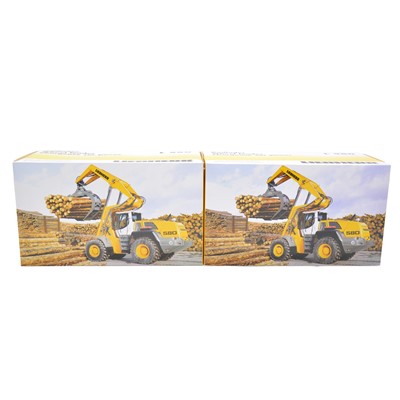 Lot 8 - Two NZG Liebherr 1/50 scale die-cast wheel loaders, boxed