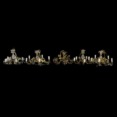 Lot 405 - Five modern chandeliers