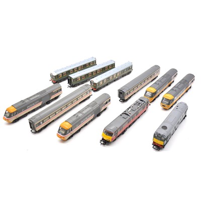 Lot 422 - Five Hornby OO gauge diesel locomotives, and DMU's, with dummy cars and coaches