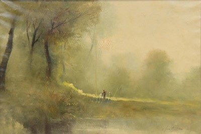Lot 377 - O Foutorno(?), fisherman in a landscape