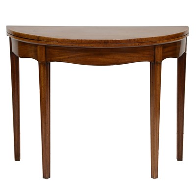 Lot 456 - George III mahogany demi-lune card table