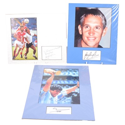 Lot 256 - Football: Diego Maradona, and Gary Lineker, three signatures