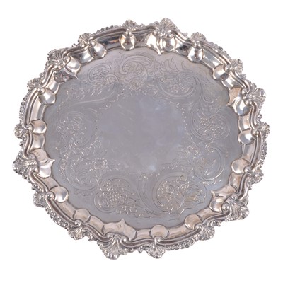 Lot 347 - A silver salver, IW, London 1828.