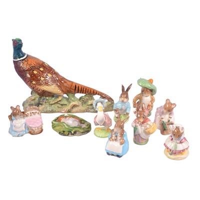 Lot 64 - Beswick, Pheasant figure, and various Beatrix Potter figurines