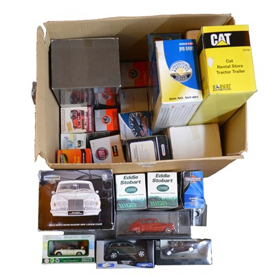 Lot 120 - Twenty-two die-cast model vehicles, including Atlas, Burago, Welly, Paragon and others, boxed