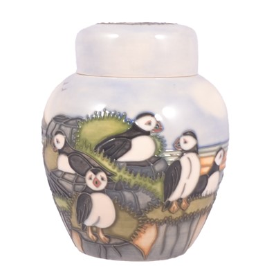 Lot 3 - Carol Levett for Moorcroft Pottery, a 'Puffin' pattern ginger jar and cover