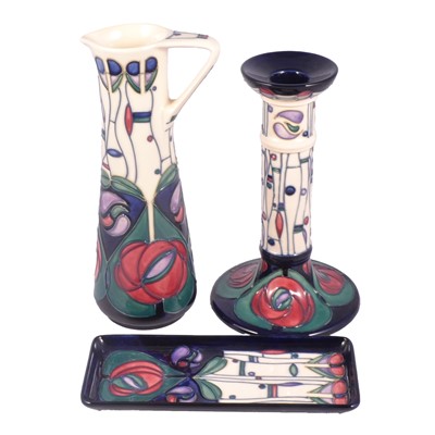 Lot 20 - Rachel Bishop for Moorcroft Pottery, three pieces in the 'Tribute to Charles Rennie Mackintosh' pattern