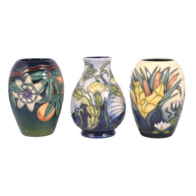 Lot 21 - Moorcroft Pottery, three tubelined vases