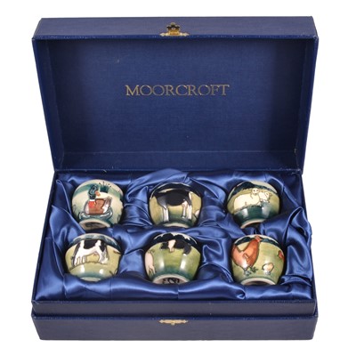 Lot 15 - Moorcroft Pottery, a boxed set of six 'Farmyard' eggcups
