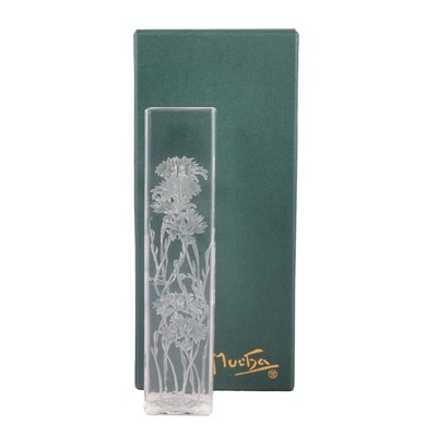 Lot 36 - Jarmila Pluckova, after Alphonse Mucha, an engraved glass vase 'Les Bleuets'