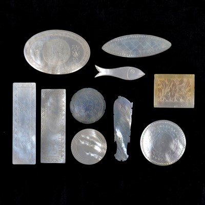 Lot 210 - Small collection of mother of pearl gaming counters