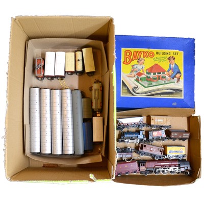 Lot 419 - Two loose Hornby OO gauge locomotives, with twenty-two coaches and wagons and Bayko set.