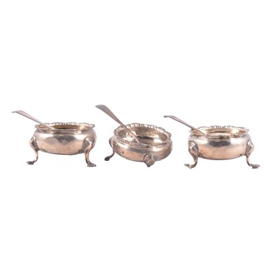 Lot 302 - Pair of Georgian silver salts and one other similar