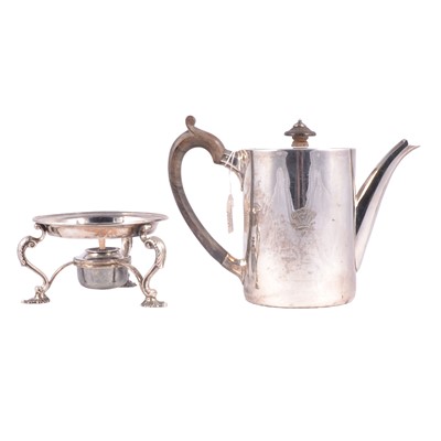 Lot 318 - Silver teapot and associated silver spirit burner stand