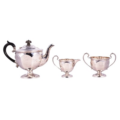 Lot 331 - Silver three piece teaset