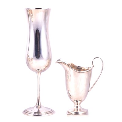 Lot 330 - Silver cream jug and a silver spill vase