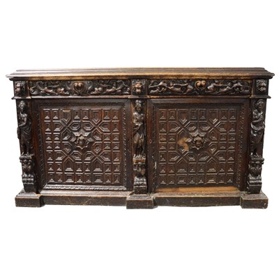 Lot 418 - Continental carved oak dresser base