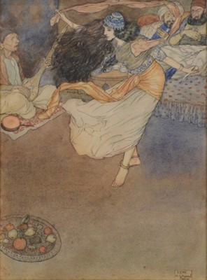 Lot 277 - F S Wilson (active early 20th century), after Edmund Dulac, Scarf dancer