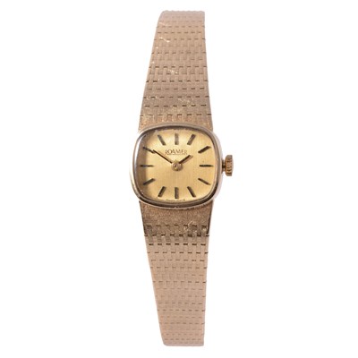Lot 433 - Roamer - a lady's vintage 14 carat yellow gold manual wind bracelet wristwatch.