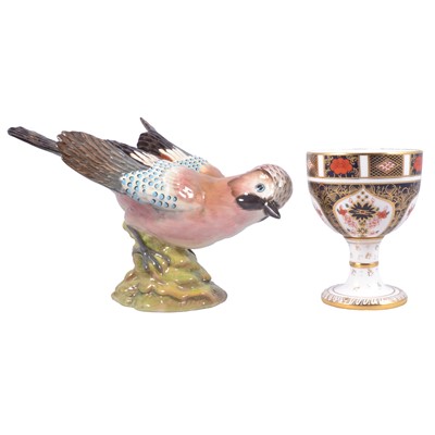Lot 96 - Royal Crown Derby Imari pattern goblet and Beswick Jay.